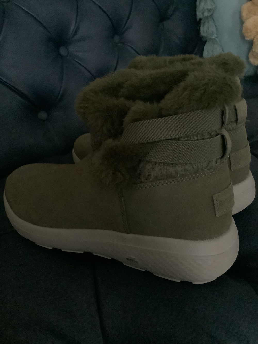 Skechers Fur Ankle Boot Brown Fall Winter Size 7 Slip On - Picture 4 of 8